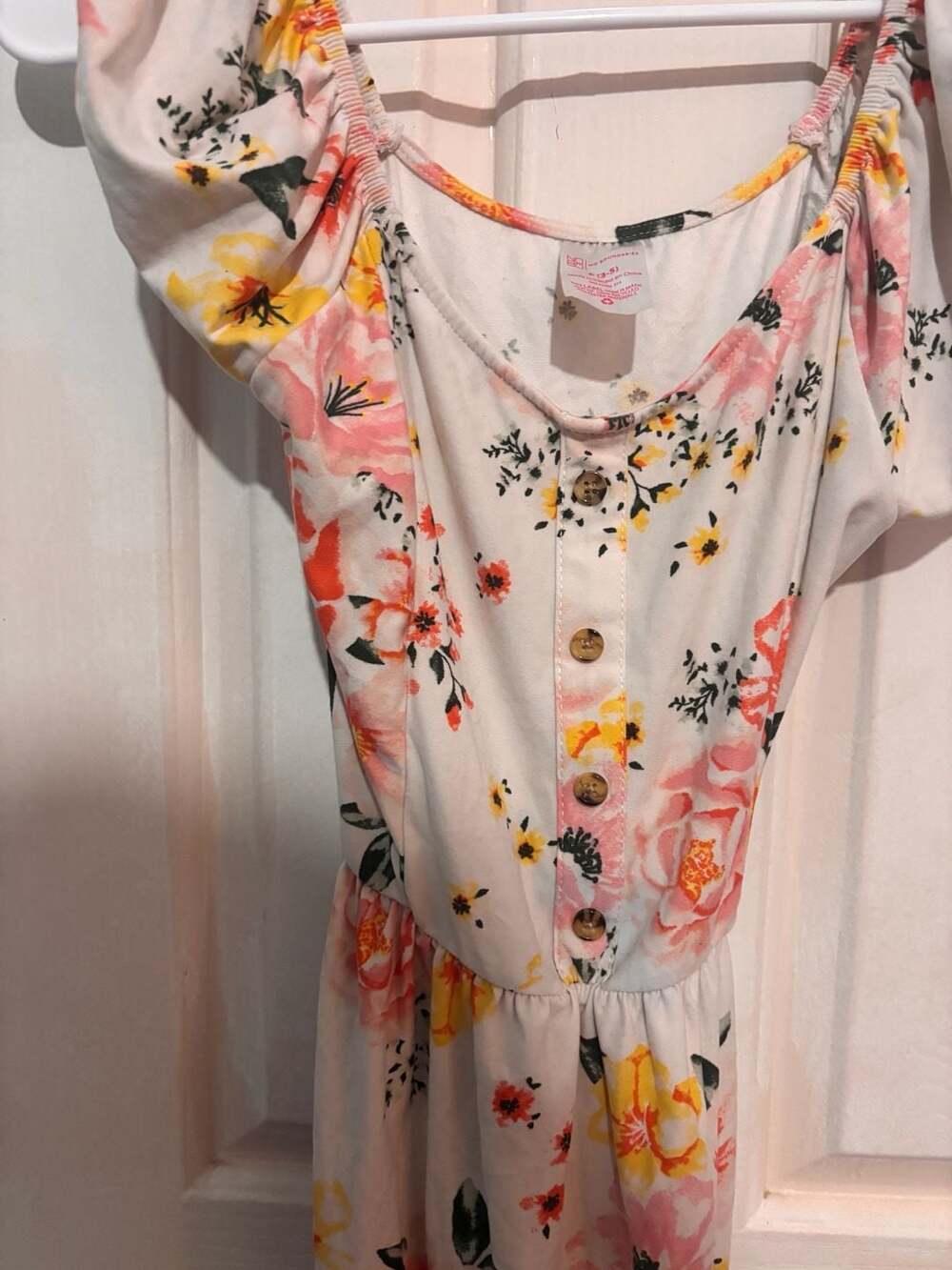 No Boundaries Floral Puff Sleeve Button Front Dress Size 3-5
